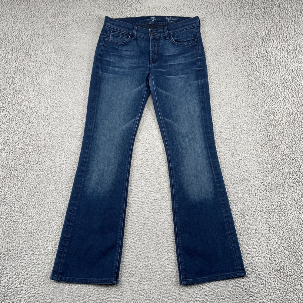 7 For All Mankind Jeans Womens 28 Blue High Waist Bootcut Stretch Denim USA Made